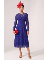 Wallis - Petite Lace Fit & Flare Midi Dress - Lyst