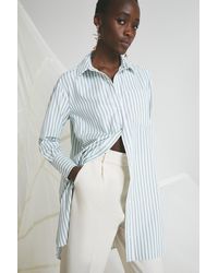 Warehouse - Longline Shirt In Stripe - Lyst