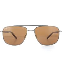 Serengeti - Aviator Shiny Gunmetal Dark Brown Mineral Polarized Drivers Brown Sunglasses - Lyst