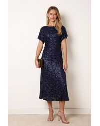 Blue Vanilla - Short Sleeve Round Neck Midi Dress - Lyst