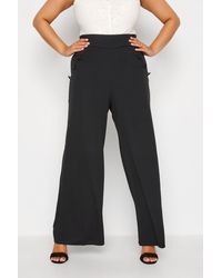 Yours - Button Crepe Wide Leg Trousers - Lyst