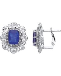 Jewelco London - Cushion Cz Supernova Flower Cluster Drop Earrings - Lyst