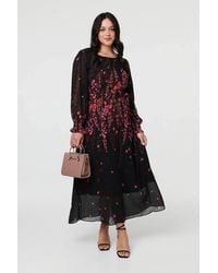 Izabel London - Curve Floral Tie Waist Layer Maxi Dress - Lyst
