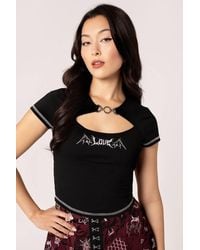 Hell Bunny - Doomed Crop Top With Chain Keyhole & Bat Wing Love Detail - Lyst