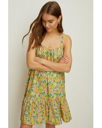 Oasis - Textured Floral Print Tie Back Mini Dress - Lyst