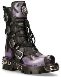 New Rock - Flame Accented Leather Biker Skull Boots- M-591-s5 - Lyst