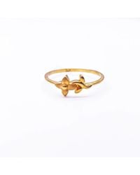 Raina Jewels - 22Ct Polished & Matt Double Flower Minimalist Ring - Lyst