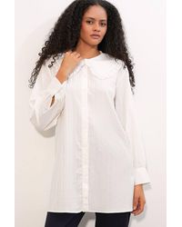 Bigdart - Long-Sleeve Textured Shirt With Baby Collar - Lyst