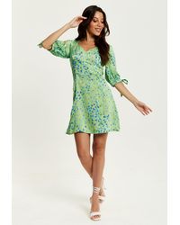 Liquorish - Animal Print Mini Dress With A Back Tie Up - Lyst