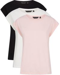 Dorothy Perkins - 3 Pack Black;white And Blush Cotton T-shir - Lyst