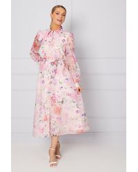 Wallis - Occasion Floral Organza Shirt Midi Dress - Lyst