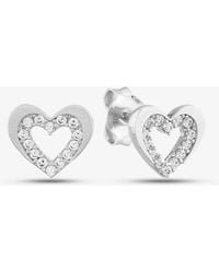 T.H.Baker - 9Ct Cubic Zirconia Open Heart Stud Earrings E1625W - Lyst