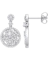 Jewelco London - 925 Sterling Cz Circle Of Life Multi Cluster Drop Earrings - Lyst