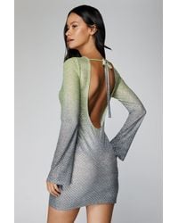 Nasty Gal - Glitter Ombre Sheer Tie Back Mini Dress - Lyst