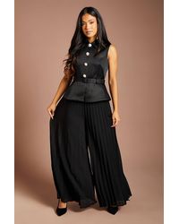 Coast - Petite Collared Peplum Pleated Georgette Trouser Jumpsuit - Lyst