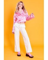 Neon Rose - Aurora Butterfly Satin Crop Shirt - Lyst