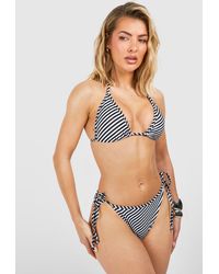 Boohoo - Stripe Triangle Tie Side Bikini Set - Lyst