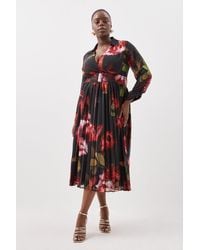 Karen Millen - Plus Size Pleated Georgette Woven Maxi Dress - Lyst