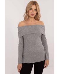 Love Lace - Off Shoulder Ribbed Viscose Elastane Sweater - Lyst