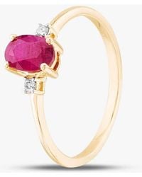 T.H.Baker - 9Ct 0.60Ct Oval Cut Ruby & 0.03Ct Diamond Shoulder Set Solataire Ring Thr40125-Rd (Yg) 49 (J) - Lyst