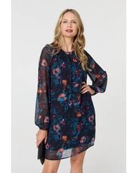 Izabel London - Floral Layered Long Sleeve Short Dress - Lyst