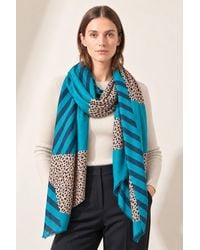 SARTA - Animal Print Stripe Lightweight Scarf - Lyst
