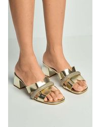 Miss Diva - Vivian Cutout Diamante Band Block Heel Mules - Lyst