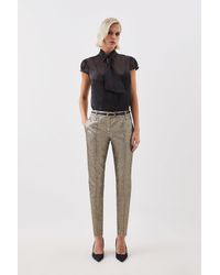 Karen Millen - The Founder Petite Metallic Jacquard Slim Tailored Trousers - Lyst