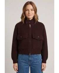 Izabel London - Knit Textured High Neck Zip-Up Jacket - Lyst