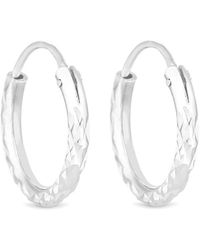 Simply Silver - Sterling Silver 925 Mini Diamond Cut Hoop Earrings - Lyst