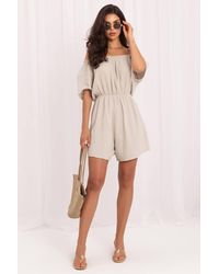 Love Lace - Summer Cotton Relaxed Short Sleeve Playsuit - Lyst