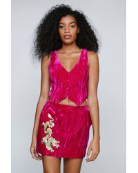 Nasty Gal - Premium Embroidered Velvet Tailored Tank Top - Lyst