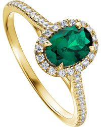 Created Brilliance - Rosalind Yellow Gold Lab Grown Diamond And Created Emerald Ring - Lyst
