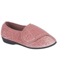 Absolute Footwear - Velour Style Floral Slip On Slippers Indoor Shoes - Lyst