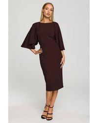 Love Lace - Short Sleeve Midi Dress With Ruffles & Zip - Lyst