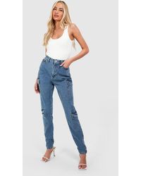 Boohoo - Tall Basics Slim Cargo Jeans - Lyst