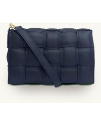 Apatchy London - Padded Woven Leather Crossbody Bag With Navy Plain Strap - Lyst