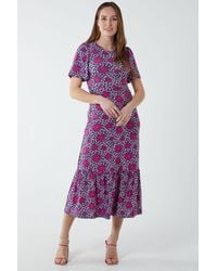 Blue Vanilla - Crew Neck Midi Angel Sleeve Tie Back Dress - Lyst