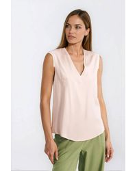 Love Lace - Viscose Sleeveless V Neck Pleated Blouse - Lyst