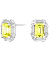 Simply Silver - Sterling Silver 925 With Cubic Zirconia Yellow Emerald Cut Stud Earrings - Lyst