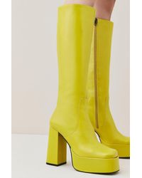 Karen Millen - Leather Platform Knee High Boot - Lyst