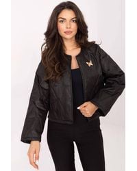 Love Lace - Lightweight Collarless Quilted Jacket With Brooch - Lyst