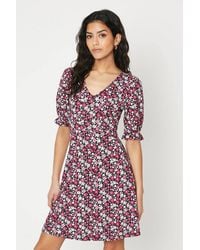 Dorothy Perkins - Petite Ditsy Short Sleeve Jersey Mini Dress - Lyst