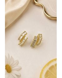 Lemon Daisy Accessories - Crystal Baguette Statement Stud Earrings - Lyst