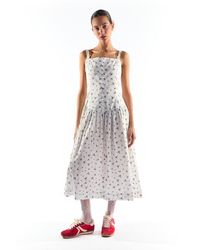 Shnoo - Dropped Waist Midi Dress With Trim - Lyst
