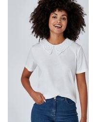 DAMART - Airy Cotton Summer T-Shirt With Decorative Collar - Lyst