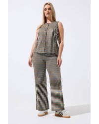 Yours - Striped Wide Leg Trousers - Lyst