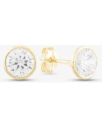 T.H.Baker - 9Ct Cubic Zirconia Clear Round Roll Over Stud Earrings 1-57-4373 - Lyst