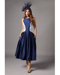 Coast - Sleeveless Satin Midi Dress With Contrast Detail - Lyst