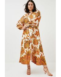 Karen Millen - Plus Size Batik Border Floral Woven Maxi Dress - Lyst
